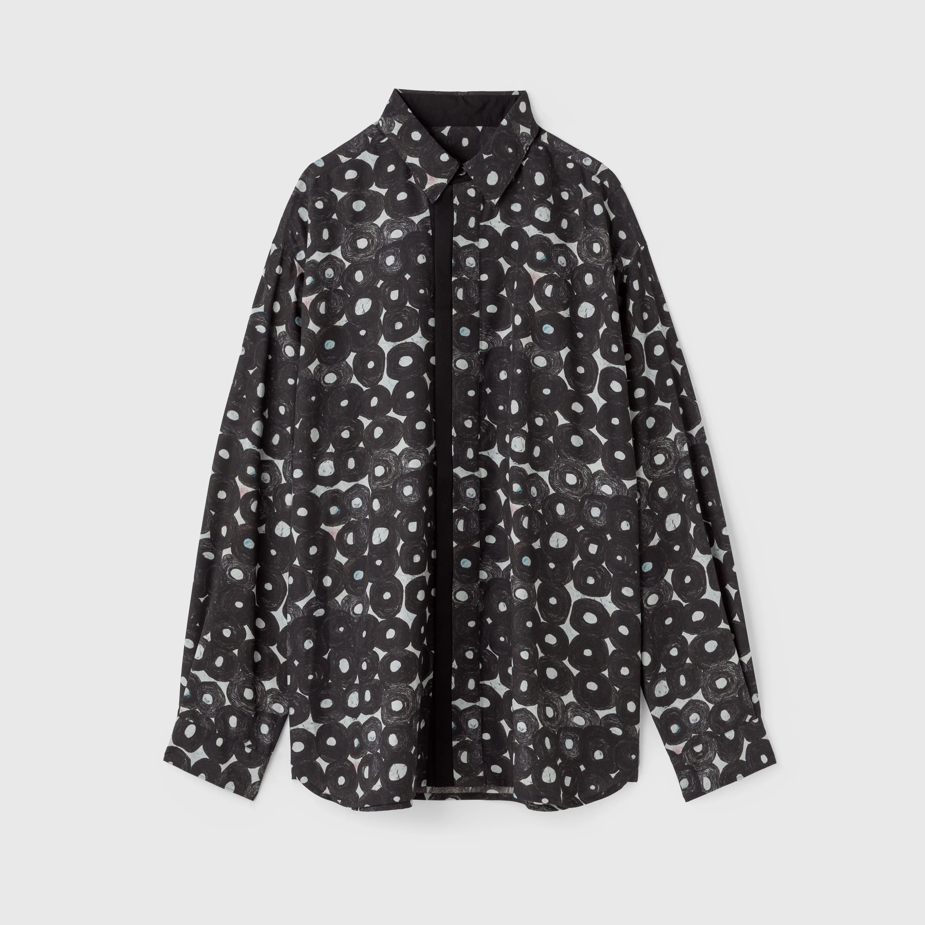 Sanae Sasaki デザインシャツ（フライフロント）ブラックB